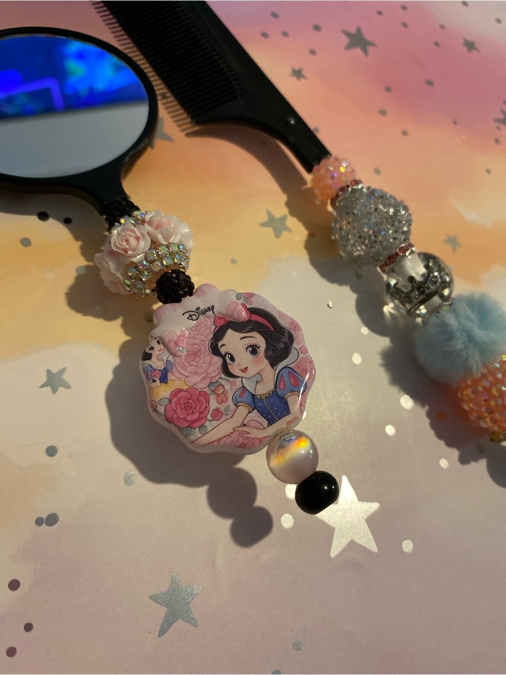 Set Beaded Disney Snow White Mirror Comb Butterfly